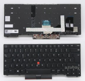 French AZERTY Français Keyboard For Lenovo Thinkpad T14 Gen 1 (Type 20UD,20UE,20S0,20S1,20S2,20S3) Backlit, Black with Black Frame