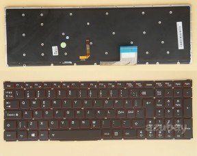 Scandinavian Nordic Danish Norwegian Swedish Finnish Keyboard Dansk tastatur Norsk tastatur Suomi näppäimistö Svensk tangentbord for Lenovo Y50-70 ( Type 20378, 20411, 80DT, 80EJ), Y50-70 Touch ( Type 20349, 20413, 80DT), Y70-70 Touch ( Type 20350, 20415, 80DU), 25215978, 25216009, Red Backlight, No Frame