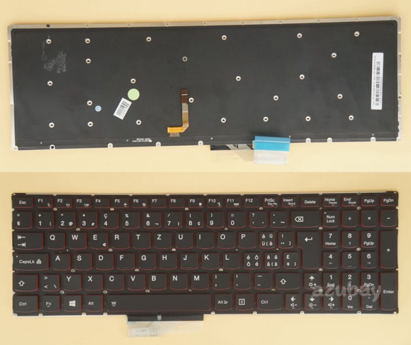 Swiss German CH SW QWERTZ Schweiz Tastatur Keyboard for Lenovo Y50-70 ( Type 20378, 20411, 80DT, 80EJ), Y50-70 Touch ( Type 20349, 20413, 80DT), Y70-70 Touch ( Type 20350, 20415, 80DU),  25215982, 25216013, Red Backlight, No Frame