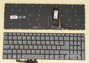 Italian Keyboard IT Tastiera Italiana for Lenovo IdeaPad 720s-15ikb (Type 81AC), 720S touch-15ikb (Type 81CR), SN20P24144, Backlit, Gray, No Frame