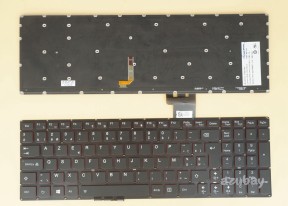 Belgian Keyboard AZERTY BE Belge Belgium Clavier Toetsenbord for Lenovo Y50-70 ( Type 20378, 20411, 80DT, 80EJ), Y50-70 Touch ( Type 20349, 20413, 80DT), Y70-70 Touch ( Type 20350, 20415, 80DU), 25216010, 25215979, Red Backlight, No Frame