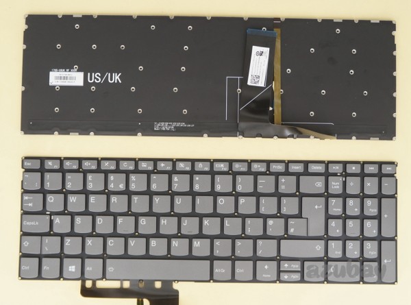 UK GB British Keyboard for Lenovo IdeaPad 720s-15ikb (Type 81AC), 720S touch-15ikb (Type 81CR), SN20P24131, Backlit, Gray, No Frame