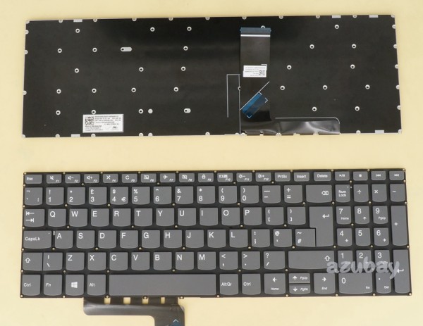 UK GB British Keyboard for Lenovo Ideapad 330s-15arr, 330s-15ast, 330s-15ikb, 330s-15ikb D, 330s-15ikb U, 330s-15ikb GTX1050, 330s-15isk, s340-15api, s340-15api Touch, s340-15iil, s340-15iil Touch, s340-15iml, s340-15iml Touch, s340-15iwl, s340-15iwl Touch, v330-15ikb, v330-15isk, SN20M62888, Gray, No Frame