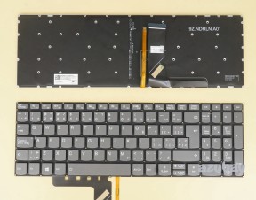 Canadian CA CF EF Keyboard for Lenovo Ideapad 330s-15arr, 330s-15ast, 330s-15ikb, 330s-15ikb D, 330s-15ikb U, 330s-15ikb GTX1050, 330s-15isk, s340-15api, s340-15api Touch, s340-15iil, s340-15iil Touch, s340-15iml, s340-15iml Touch, s340-15iwl, s340-15iwl Touch, v330-15ikb, v330-15isk, SN20M62777, Backlit, Gray, No Frame