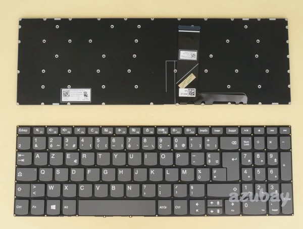 French Keyboard AZERTY Français Clavier for Lenovo Ideapad 330s-15arr, 330s-15ast, 330s-15ikb, 330s-15ikb D, 330s-15ikb U, 330s-15ikb GTX1050, 330s-15isk, s340-15api, s340-15api Touch, s340-15iil, s340-15iil Touch, s340-15iml, s340-15iml Touch, s340-15iwl, s340-15iwl Touch, v330-15ikb, v330-15isk, SN20M62946, Gray, No Frame