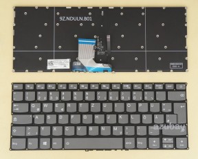 German Keyboard DE QWERTZ Deutsche Tastatur for Lenovo Ideapad 320s-13ikb, 320s-13ikb U, 320s-13ikb D, 720s-14ikb, SN20M62392, Backlit, Gray