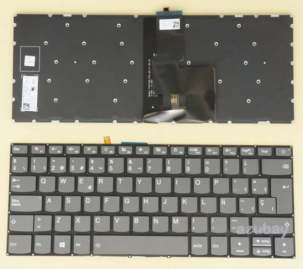 Spanish Keyboard Español Teclado for Lenovo Ideapad 320-14ast, 320-14iap, 320-14ibk, 320-14isk, 320e-14ibk, 320e-14isk, 320h-14ibk, 320h-14isk, 320l-14ibk, 320l-14isk, 320r-14ibk, 320r-14isk, 320s-14ikb, b320-14ikb, 320s-15abr, 320s-15ast, 320s-15ikb, 320s-15isk, 520s-14ikb, SN20M61895, Backlit, Gray, No Frame