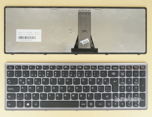 Turkish Keyboard TR Türkçe klavye for Lenovo Ideapad Flex 15 15D, G500S, G500S Touch, G505S, G510S, G510S Touch, S500, S500 Touch, S510P, S510P Touch, Z510, 25213005 25213035 25212975, with Silver Frame