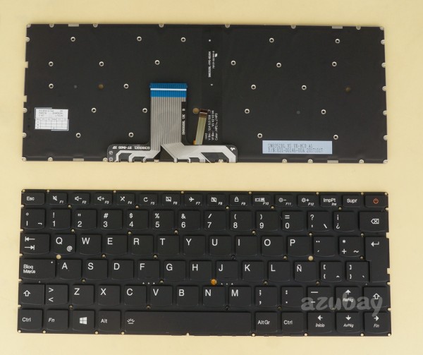 Latin LAS Spanish Keyboard LA Teclado for Lenovo Ideapad 510s-13ikb, 510s-13isk, 710s plus-13ikb, 710s plus-13ikb touch, 710s plus-13isk, 710S-13IKB, 710S-13isk, SN20K82343, Backlit, Black, No Frame