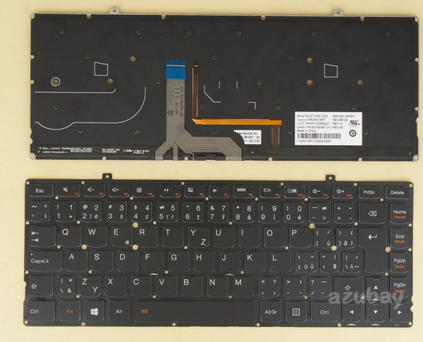 Czech Slovak Keyboard česká klávesnice Slovenská klávesnica for Lenovo Yoga 2 Pro (Type 20346, 280DQ, 80AY, 80DQ), 25212877 25212846, Backlit, Black No Frame