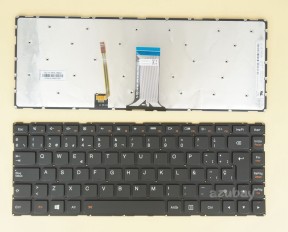 Spanish Keyboard SP Español Teclado for Laptop Lenovo S41-35, S41-70, S41-75, U41-70, Ideapad 100s-14IBR 300S-14ISK 500-14ACZ 500S-14ISK, Ideapad Yoga 500-14ACL 500-14IBD, 500-14IHW, SN20G63018, Backlit, Black, No Frame