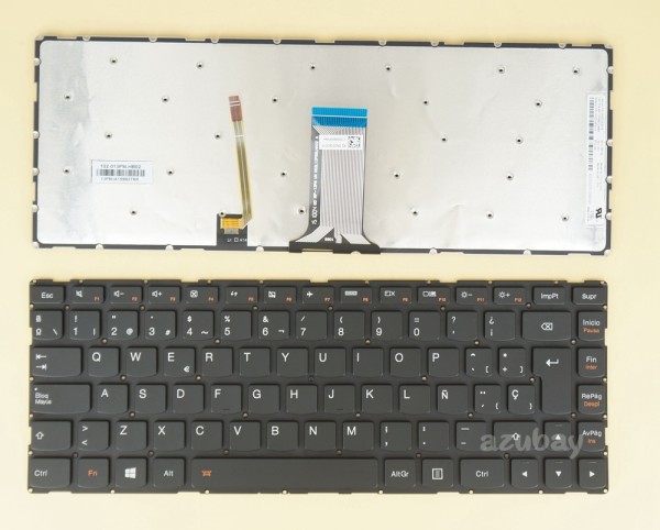 Spanish Keyboard SP Español Teclado for Laptop Lenovo S41-35, S41-70, S41-75, U41-70, Ideapad 100s-14IBR 300S-14ISK 500-14ACZ 500S-14ISK, Ideapad Yoga 500-14ACL 500-14IBD, 500-14IHW, SN20G63018, Backlit, Black, No Frame