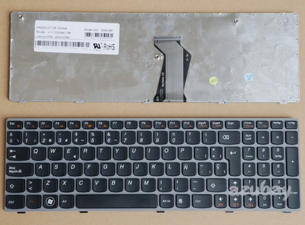 Spanish Keyboard SP Español Teclado for Laptop Lenovo Ideapad Z560 Z560A Z565A G570 G575 G770 G780 25010790 25010820, Black with Gray Frame