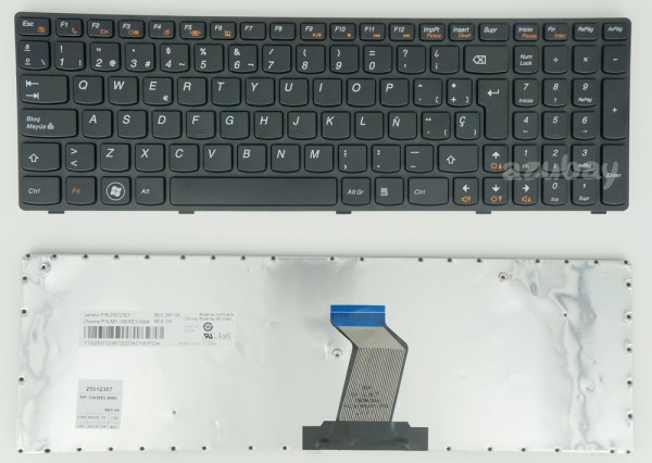 Spanish Keyboard SP Español Teclado for Laptop Lenovo Ideapad Z560 Z560A Z565A G570 G575 G770 G780, 25010790 25010820 25012357 25012622 25012444, Black with Black Frame