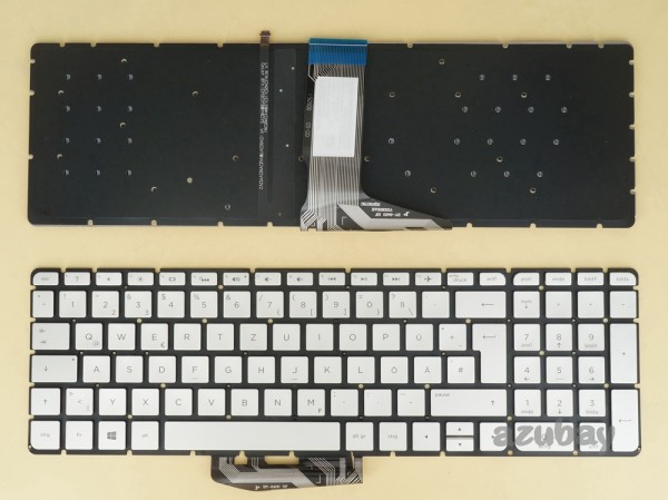 German Keyboard DE QWERTZ Deutsche Tastatur for HP ENVY X360 15-W000 M6-W000 Convertible PC 15-w000ng 15-w030ng 15-w102ng 15-w103ng 15-w104ng, Backlit, Silver