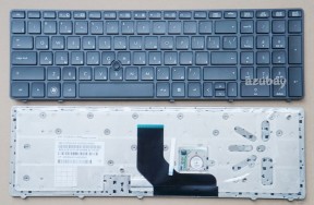 Russian Keyboard RU русский Клавиатура for HP Elitebook 6560B 6565B 6570B 6575B 8560P 8570P 641179-251 MP-10G83SU-886, Black with Black Frame, with Pointer