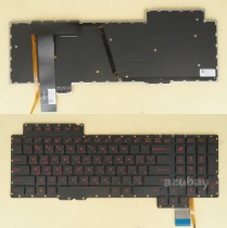 Arabic AR & US Keyboard for Laptop Asus ROG G752 G752V G752VL G752VT G752VY G752VW GFX72V GFX72VL GFX72VS GFX72VT GFX72VY V153062AS1 AR, 0KN0-SI1AR11, 0KNB0-E601AR00, 0KN0-SI1AR1117435000021, Red Backlight, Without Frame