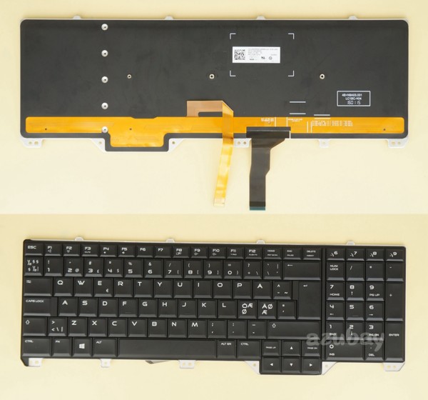 Scandinavian Nordic Danish Norwegian Swedish Finnish Keyboard Dansk tastatur Norsk tastatur Suomi näppäimistö Svensk tangentbord for Dell Alienware 17 R2, 17 R3, 0WHRWD, Backlit, Black