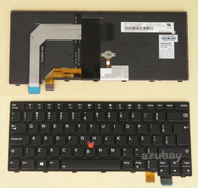 Brazilian Portuguese Keyboard Brazil BR-PT Brasil Teclado for Lenovo Thinkpad T470S (Type 20HF 20HG 20JS 20JT), T460S (Type 20F9 20FA) , 13 Gen 1 ( Type 20GJ 20JK), 13 Gen 2 (Type 20J1 20J2) 01EN727 01EN686, Backlit, Black with Black Frame
