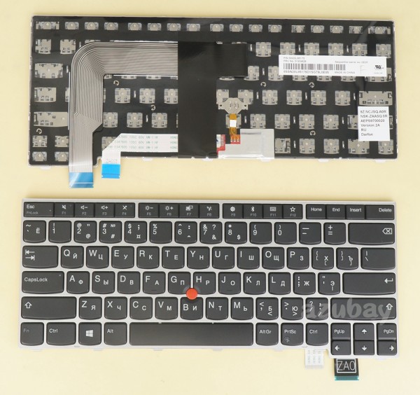 Russian Keyboard RU русский Клавиатура for Lenovo Thinkpad T470S (Type 20HF 20HG 20JS 20JT), T460S (Type 20F9 20FA) , 13 Gen 1 ( Type 20GJ 20JK), 13 Gen 2 (Type 20J1 20J2), 01ER810 01ER851 01EN787 01EN828, Black with Silver Frame