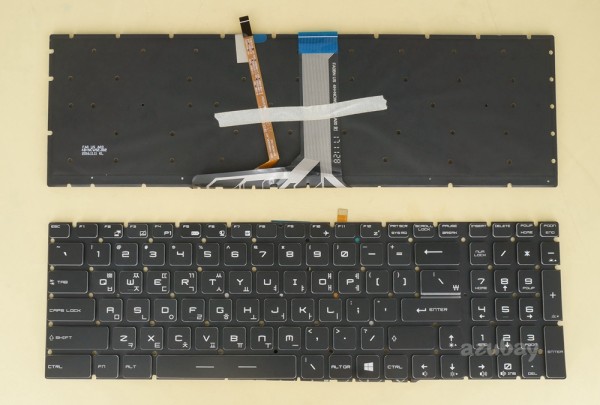 Korean KR & US Keyboard for Laptop MSI GE62, GE62 2QC, GE62 2QD, GE62 2QE, GE62 2QF, GE62 2QL, GE62 6QC, GE62 6QD, GE62 6QE, GE62 6QF, GE62 6QL, GE62 7RE, GE62VR, GE62VR 6RF, GE62VR 7RF, GE72, GE72 2QC, GE72 2QD, GE72 2QE, GE72 2QF, GE72 2QL, GE72 6QC, GE72 6QD, GE72 6QE, GE72 6QF, GE72 6QL, GE72VR 6RF, GE73VR, RGB Backlight, Black with Crystal Keys