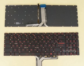 French Keyboard AZERTY Français Clavier for Laptop MSI GV62, GV72, GV62VR, GV72VR, GL63, GL73, GV62 7RC, GV62 7RD, GV62 7RE, GV62VR 7RF, GV62 8RC, GV62 8RD, GV62 8RE, GV72 7RD, GV72 7RE, GV72VR 7RF, GV72 8RC, GV72 8RD, GV72 8RE, GL62, V143422KK1 FR, Red Backlight