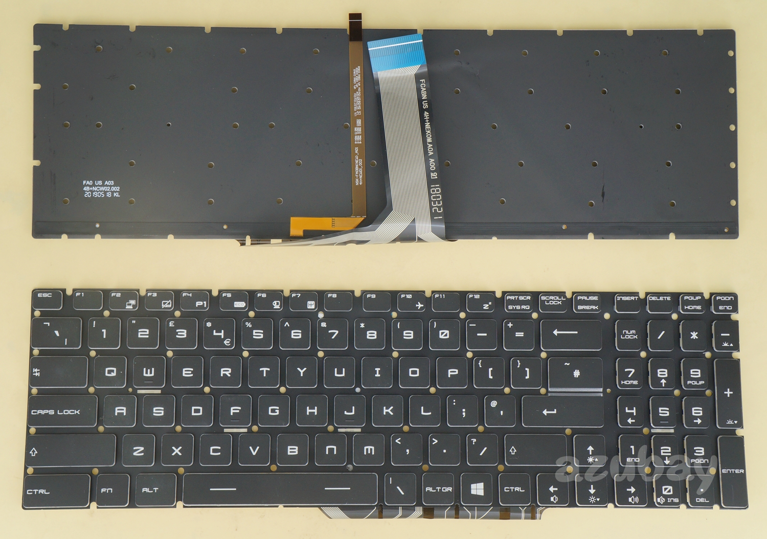 Clavier MSI - V139922BK1 FR S1N-3EFR2T1-SA S1N-3EFR2Q1-SA Français Azerty