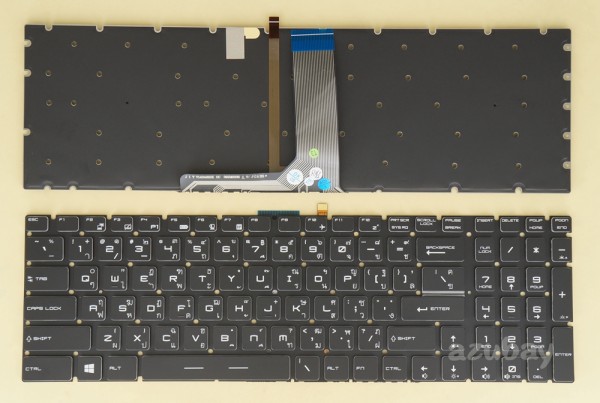 Thai TH & US Keyboard แป้นพิมพ์ภาษาไทย for Laptop MSI WE63, WE63 8SI, WE63 8SJ, WE73, WE73 8SJ, WE73 8SK, WS63, WS63 7RK, WS63 8SJ, WS63 8SK, WS63 8SK(vPro), WS63 8SL, WS63 8SL(vPro), WT75, WT75 8SK, WT75 8SL, WT75 8SM, MS-16J6, MS-1796, Thin 9SC, Leopard 8RE, V143422GK2 TI, V143422GK1 TI, White Backight, Black with Crystal Style Keys