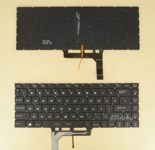 US UI English Keyboard for Laptop MSI GF63 8RC, GF63 8RD, NSK-FDCBN, Black with White Backlight