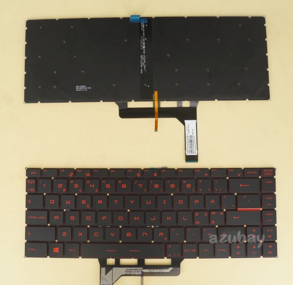 Scandinavian Nordic Danish Norwegian Swedish Finnish Keyboard Dansk tastatur Norsk tastatur Suomi näppäimistö Svensk tangentbord for Laptop MSI GF63 8RC, GF63 8RD, NSK-FDDBN 1N, 9Z.NEVBN.D1N, Red Backlight