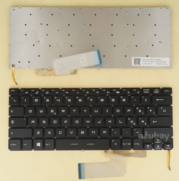 Italian Keyboard IT Tastiera Italiana for Laptop MSI GS30, GS40, GS30 2M Shadow, GS32 6QE Shadow, GS32 7QE, GS40 6QD Phantom, GS40 6QE Phantom, GS43VR 6RE Phantom Pro, GS43VR 7RE Phantom Pro, MS-13F1, MS-13F2, MS-14A2, MS-14A3, White Backlight, Black
