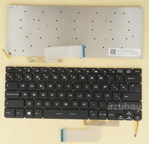 Spanish Keyboard SP Español Teclado for Laptop MSI GS30, GS40, GS30 2M Shadow, GS32 6QE Shadow, GS32 7QE, GS40 6QD Phantom, GS40 6QE Phantom, GS43VR 6RE Phantom Pro, GS43VR 7RE Phantom Pro, MS-13F1, MS-13F2, MS-14A2, MS-14A3, White Backlight, Black