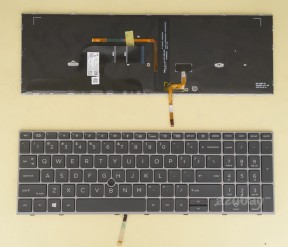 US UI English Keyboard for HP 9Z.NHNBC.101 NSK-X01BC LK132WW1A00, Backlit, Black with Gray Frame