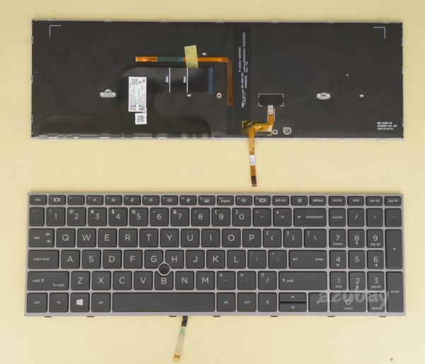 US UI English Keyboard for HP 9Z.NHNBC.101 NSK-X01BC LK132WW1A00, Backlit, Black with Gray Frame