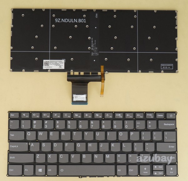 US UI English Keyboard for Laptop Lenovo Ideapad 320s-13ikb, 320S-13IKB U, 320S-13IKB D, 720s-14ikb, V720-14, V720-14IKB, Backlit, Gray, Pulled