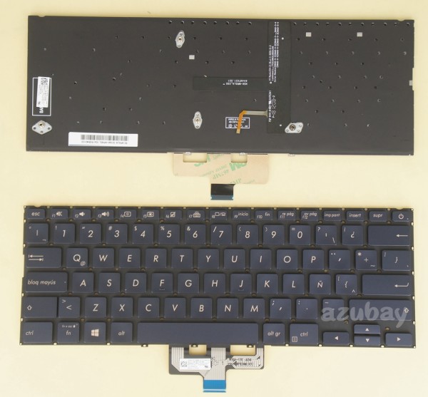 Latin LAS Spanish Keyboard LA Teclado for Laptop ASUS Zenbook UX433FA UX433FN, 0KNB0-262GLA00 0KN1-SZ1LA13 9Z.NFKBU.01E NSK-WR0BU 1E, Backlit, Dark Blue
