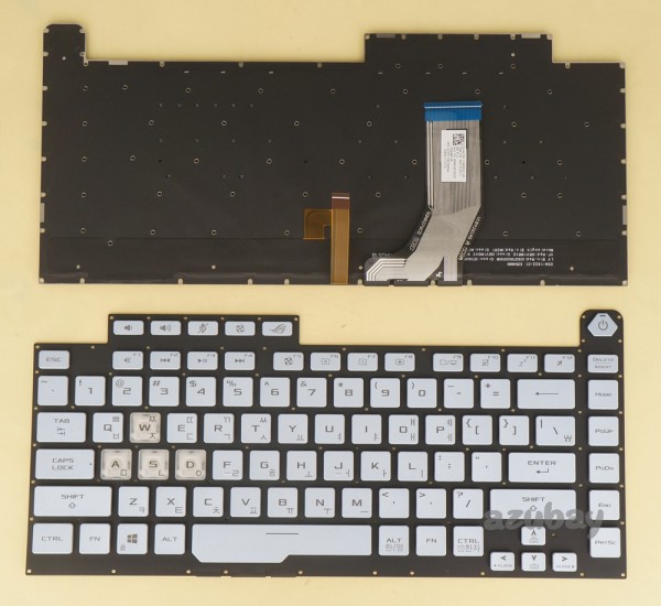 Korean KR & US Keyboard for Laptop ASUS ROG Strix SCAR G531GD G531GT G531GU V184262HS1 KR, 0KN1-8J1KO11, 0KNR0-461DKO00, RGB Backlight, Pale Blue