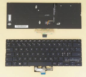 Scandinavian Nordic Danish Norwegian Swedish Finnish Keyboard Dansk tastatur Norsk tastatur Suomi näppäimistö Svensk tangentbord for Laptop ASUS Zenbook UX433FA UX433FN, 0KNB0-262GND00 0KN1-SZ1MD13 9Z.NFKBU.01N NSK-WR0BU 1N, Backlit, Dark Blue