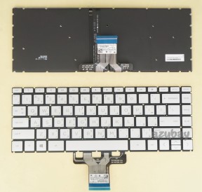 Arabic AR & US Keyboard for Laptop HP Home 14-cd0000ne 14-cd0001ne 14-cd0002ne 14-cd0003ne 14-cd0004ne 14-cd0008ne 14-cd0014ne 14-cd0017ne 14-cd0018ne 14-cd0019ne, Backlit, Silver
