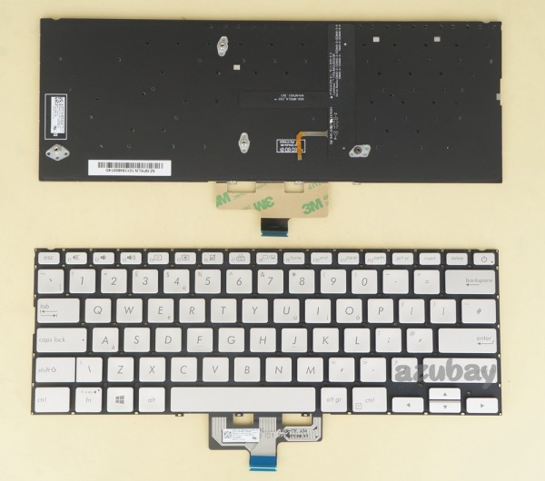UK GB British Keyboard for Laptop ASUS Zenbook UX433FA UX433FN, 0KNB0-262HUK00 0KN1-SZ2UK13 9Z.NFKBU.10U NSK-WR0BU 0U, Backlit, Silver