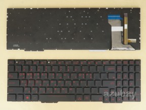 Korean KR & US Keyboard for Laptop Asus Rog Strix FX753VD FX753VE FX553VD FX553VE GL553VD GL553VE GL553VW GL753VD GL753VE ZX53VD ZX53VE ZX53VW ZX553VD, Red Backlight, with wide backlight cable