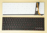 Azubay.com Scandinavian Nordic Danish Norwegian Swedish Finnish Keyboard Dansk tastatur Norsk tastatur Suomi näppäimistö Svensk tangentbord for Laptop Asus ROG G550 G550JK G56 G56JK G56JR GL550JK, Red Backlight, Black