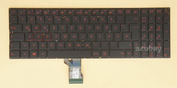 German Keyboard DE QWERTZ Deutsche Tastatur for Laptop Asus ROG G501Vw, Red Backlight, Black