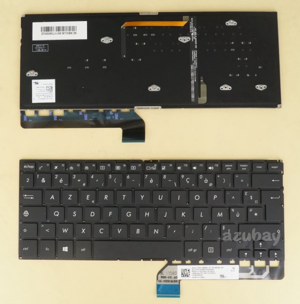 French Keyboard AZERTY Français Clavier for Laptop ASUS Zenbook UX360UA Q324UA NSK-WB9BU 0F, 9Z.NBXBU.90F 0KNB0-2625FR00 0KN1-351FR13, Backlit, Black