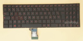 French Keyboard AZERTY Français Clavier for Laptop Asus ROG G501Vw, Red Backlight, Black