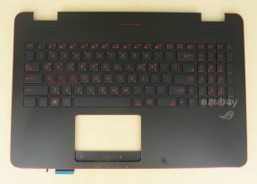 Korean KR & US Keyboard with Palmrest Case Top Cover for Laptop ASUS ROG G551JK G551JM G551JW G551JX GL551JK GL551JM GL551JW GL551JX GL551vw, Red Backlight, Black