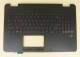 Korean KR & US Keyboard with Palmrest Case Top Cover for Laptop ASUS ROG G551JK G551JM G551JW G551JX GL551JK GL551JM GL551JW GL551JX GL551vw, Red Backlight, Black