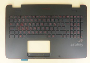 Greek Keyboard GK Ελληνικό πληκτρολόγιο with Palmrest Case Top Cover for Laptop ASUS ROG G551JK G551JM G551JW G551JX GL551JK GL551JM GL551JW GL551JX GL551vw, Red Backlight, Black