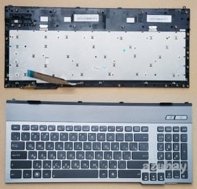 Russian Keyboard RU русский Клавиатура for Laptop ASUS G55V G55VW, V132662AS1 RU 0KNB0-B410RU00, Backlit, Black with Silver Frame