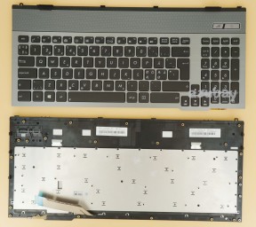 Scandinavian Nordic Danish Norwegian Swedish Finnish Keyboard Dansk tastatur Norsk tastatur Suomi näppäimistö Svensk tangentbord for Laptop ASUS G55V G55VW 0KNB0-B411ND00 V132662AK2 NE , Backlit, Black with Silver Frame